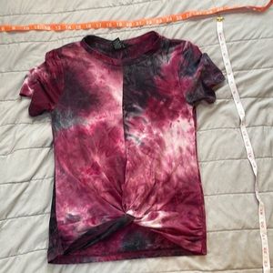 pink and black tie-dye top